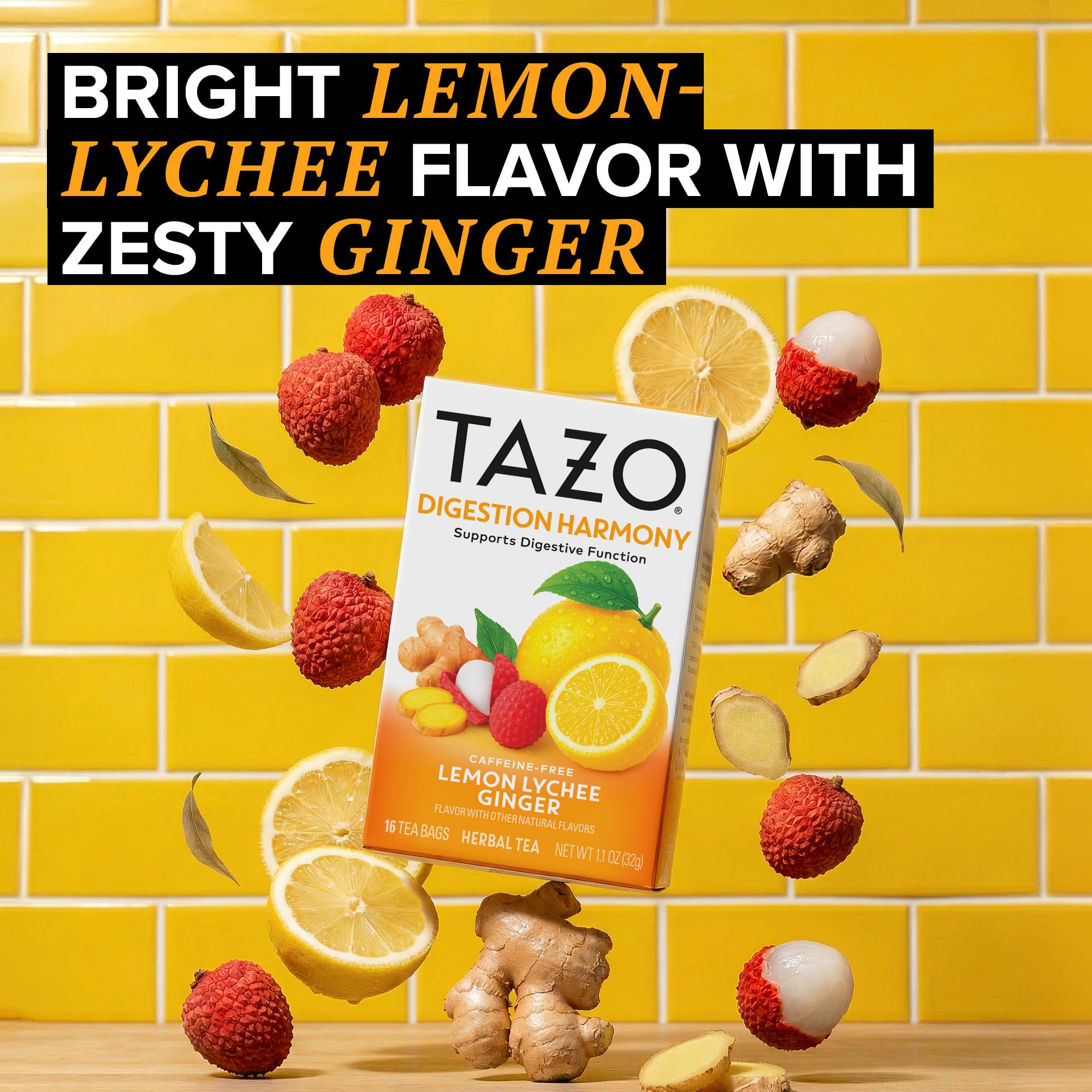 Amazon.com : TAZO Digestion Harmony Lemon Lychee Ginger Herbal Tea